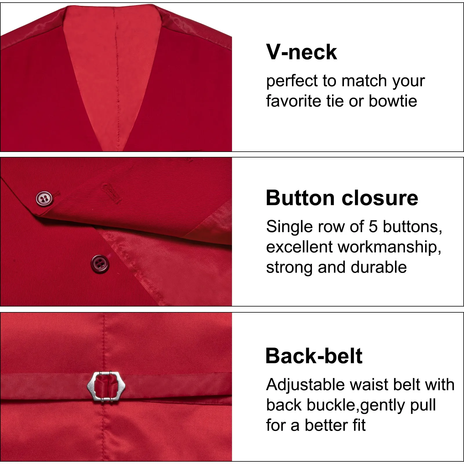 Burgundy Red Solid Silk Men's Classic Vest
