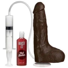 Bust It 8.5 Inch Realistic Squirting Dildo with Balls (White/Black)