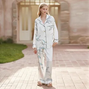 Can Wear Outside Home Clothes French Senior Sense Of Printed Ice Silk Pajamas