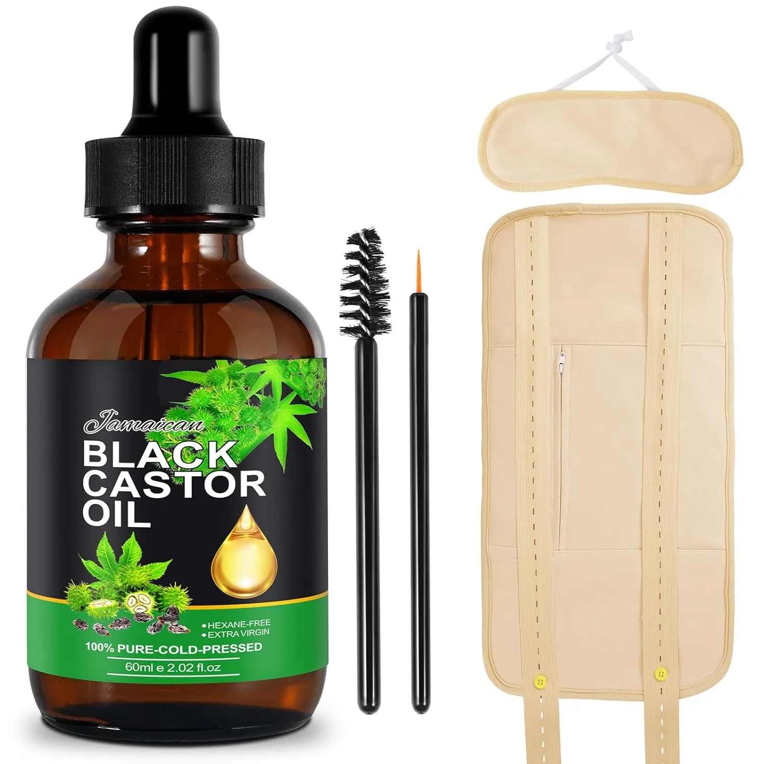 Castor Oil Pack Wrap for Liver and Thyroid Neck with 60 ml Organic Castor Oil,Reusable Organic Castor Oil Packs Kit (Pink) Flannel Cotton Anti Oil Leak