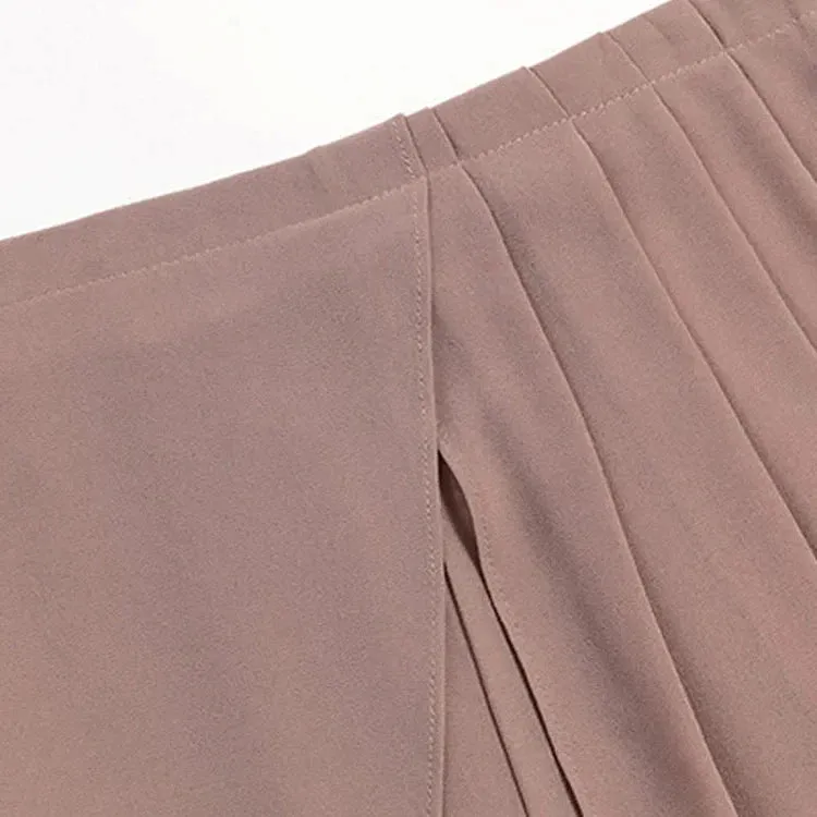 Chic Print T-Shirt Chiffon Wide Leg Pleated Split Pants Two Piece Set