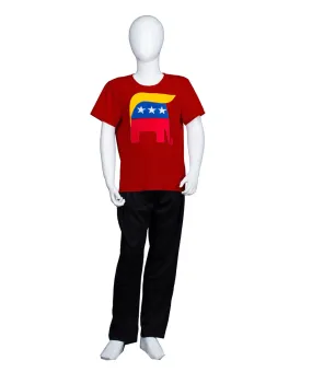 Child's Elephant President Hair Style  T-shirt | Wine Red Cosplay Costume