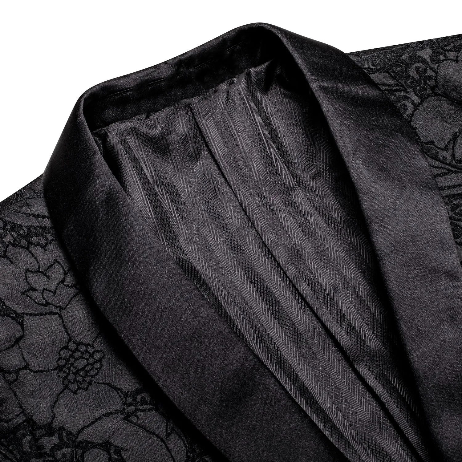 Classic Black Embroidered Floral Men's Suit for Party