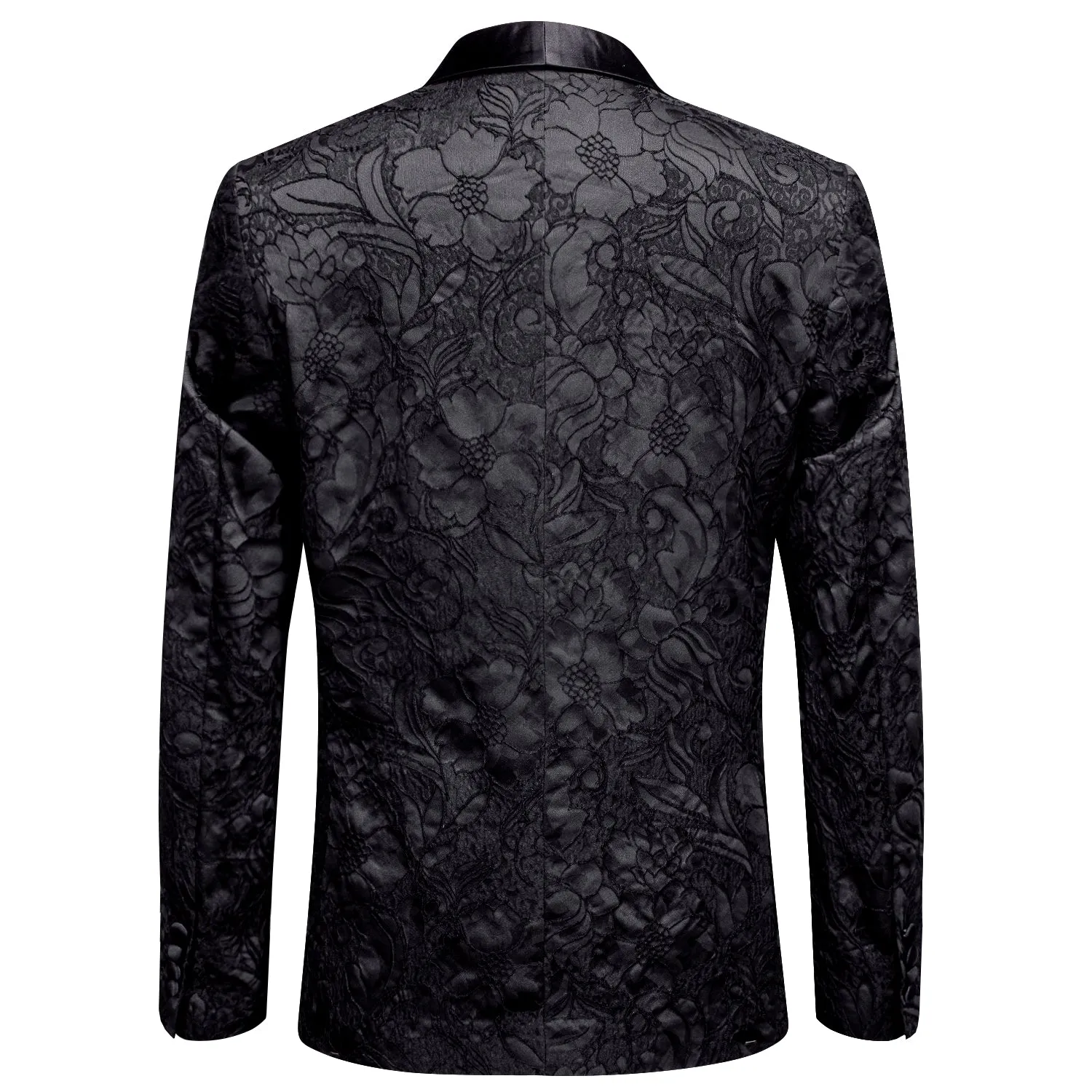 Classic Black Embroidered Floral Men's Suit for Party