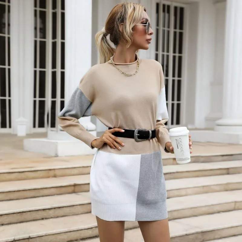 Color Block Straight Sweater Dress