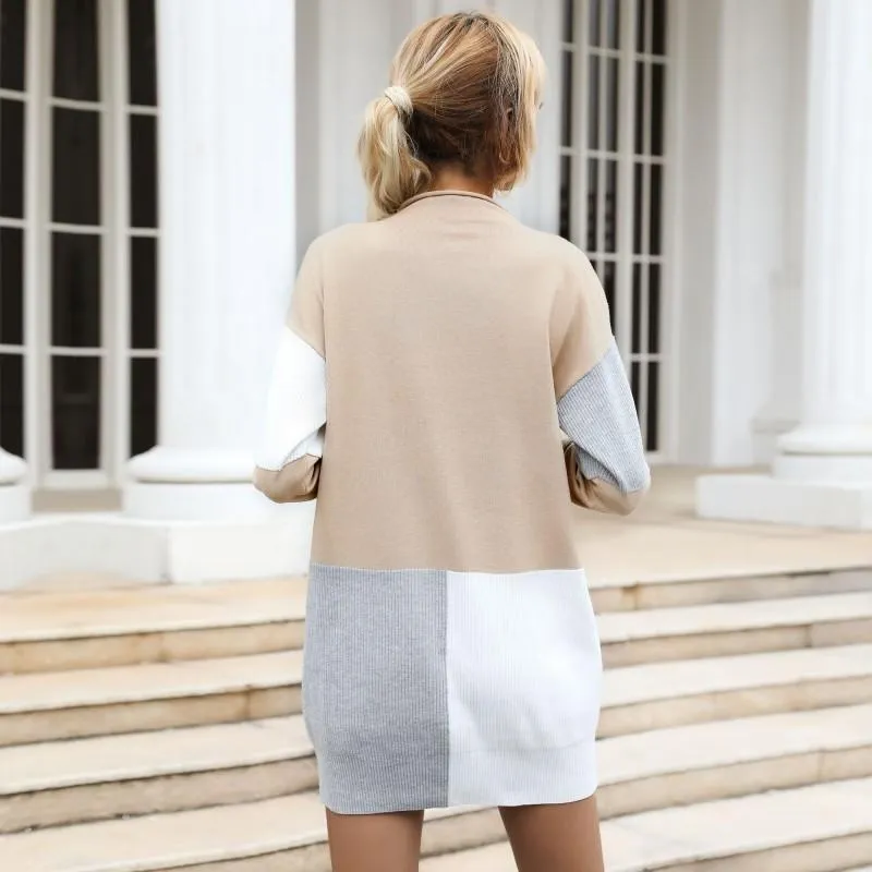 Color Block Straight Sweater Dress