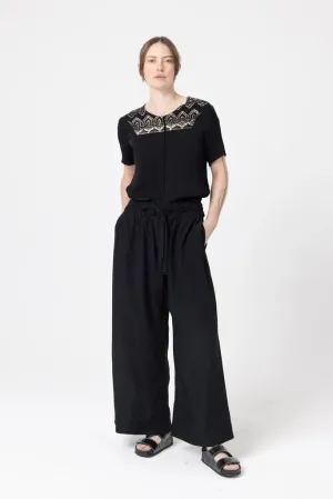 Company Of Strangers Flow Pants - Linen Rayon Slub - Black