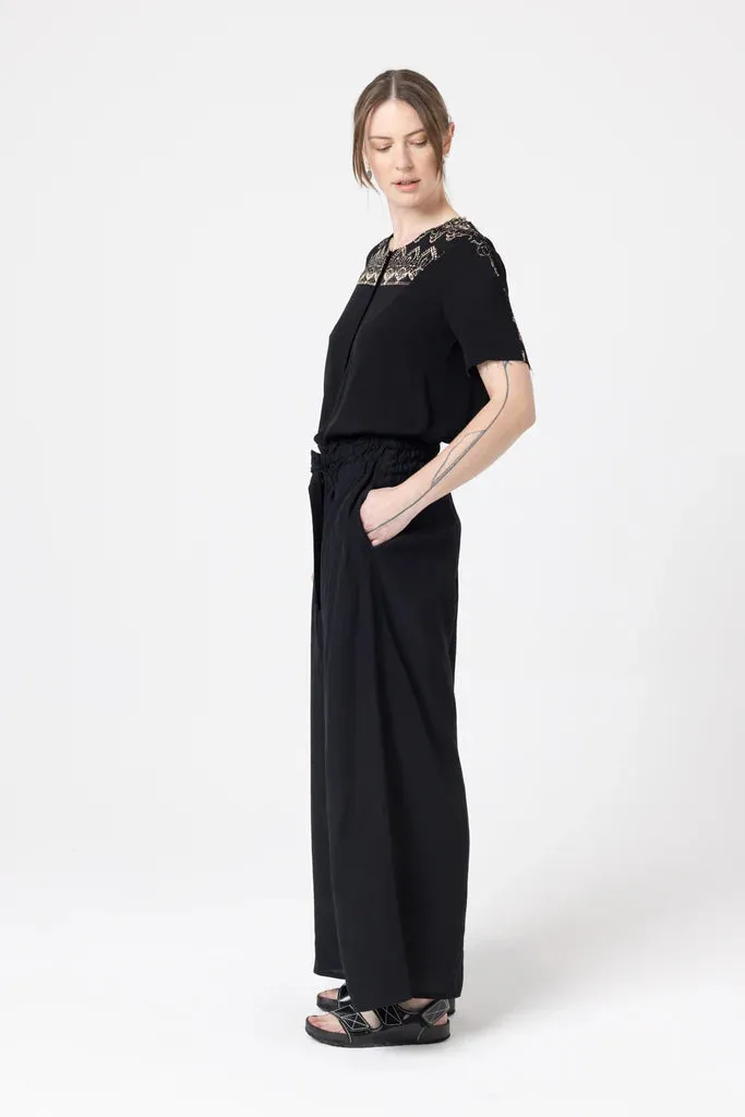 Company Of Strangers Flow Pants - Linen Rayon Slub - Black
