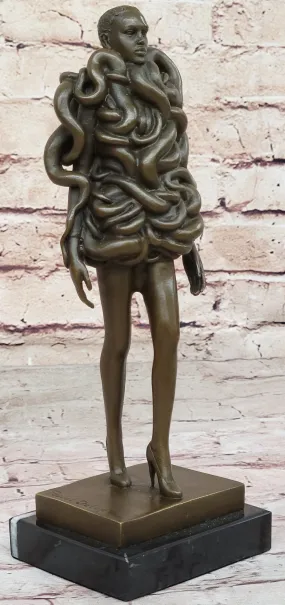 Contemporary Art Bronze Sculpture of Woman Wearing Snakes - Unwavering by Pascal Delor