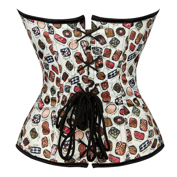 Corset Top Bustier Women's Overbust Satin Lace up Trim Renaissance