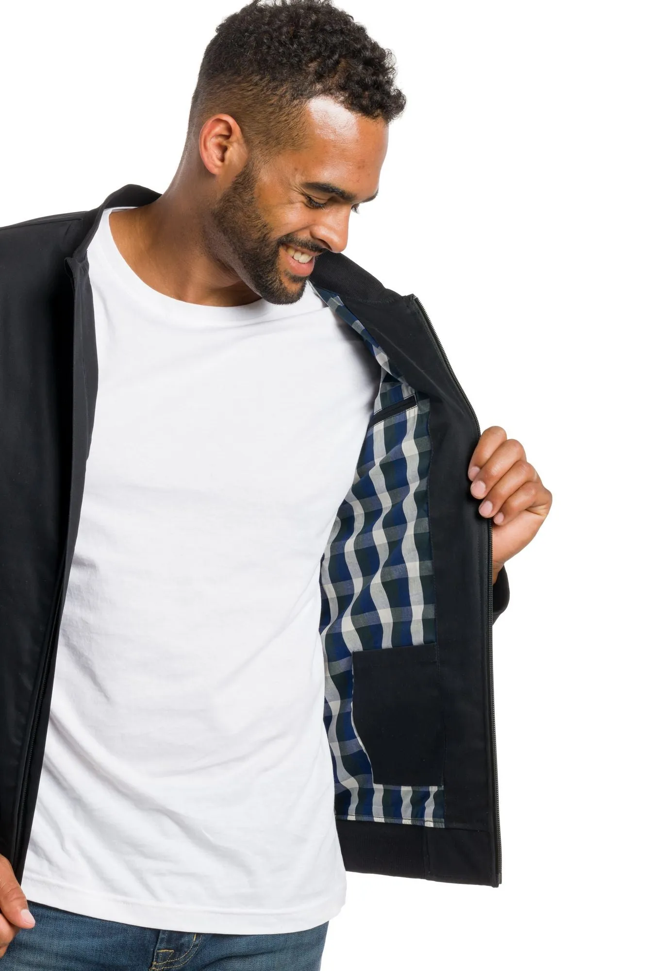 Cyan | Men's Zippered Cotton Bomber With Lining