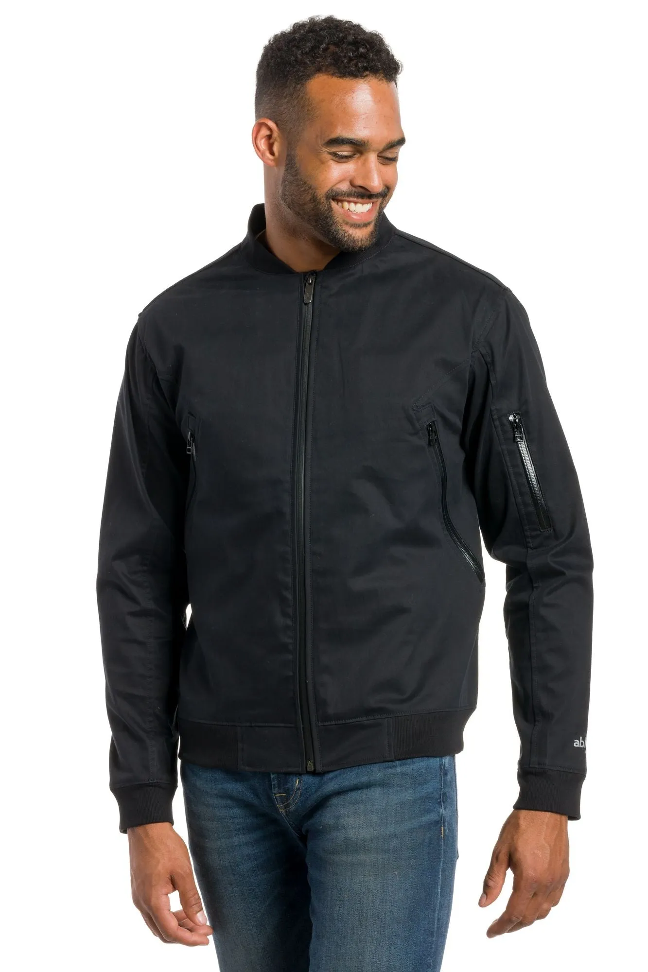 Cyan | Men's Zippered Cotton Bomber With Lining