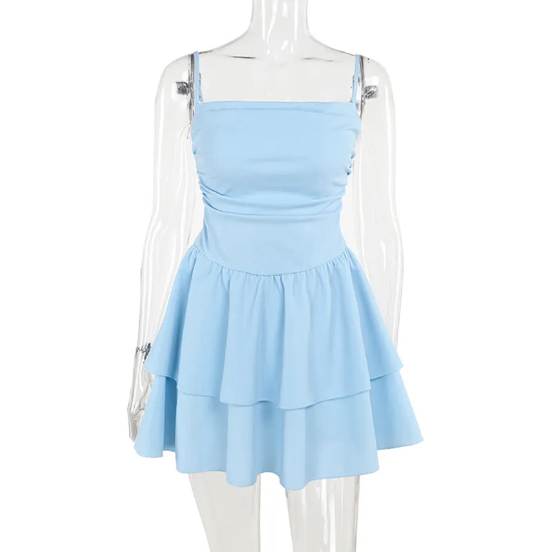 Darianrojas homecoming dresses Sweet Sling Waist Slimming a Swing Dress Summer New Fashion Hot Girl Backless Skirt