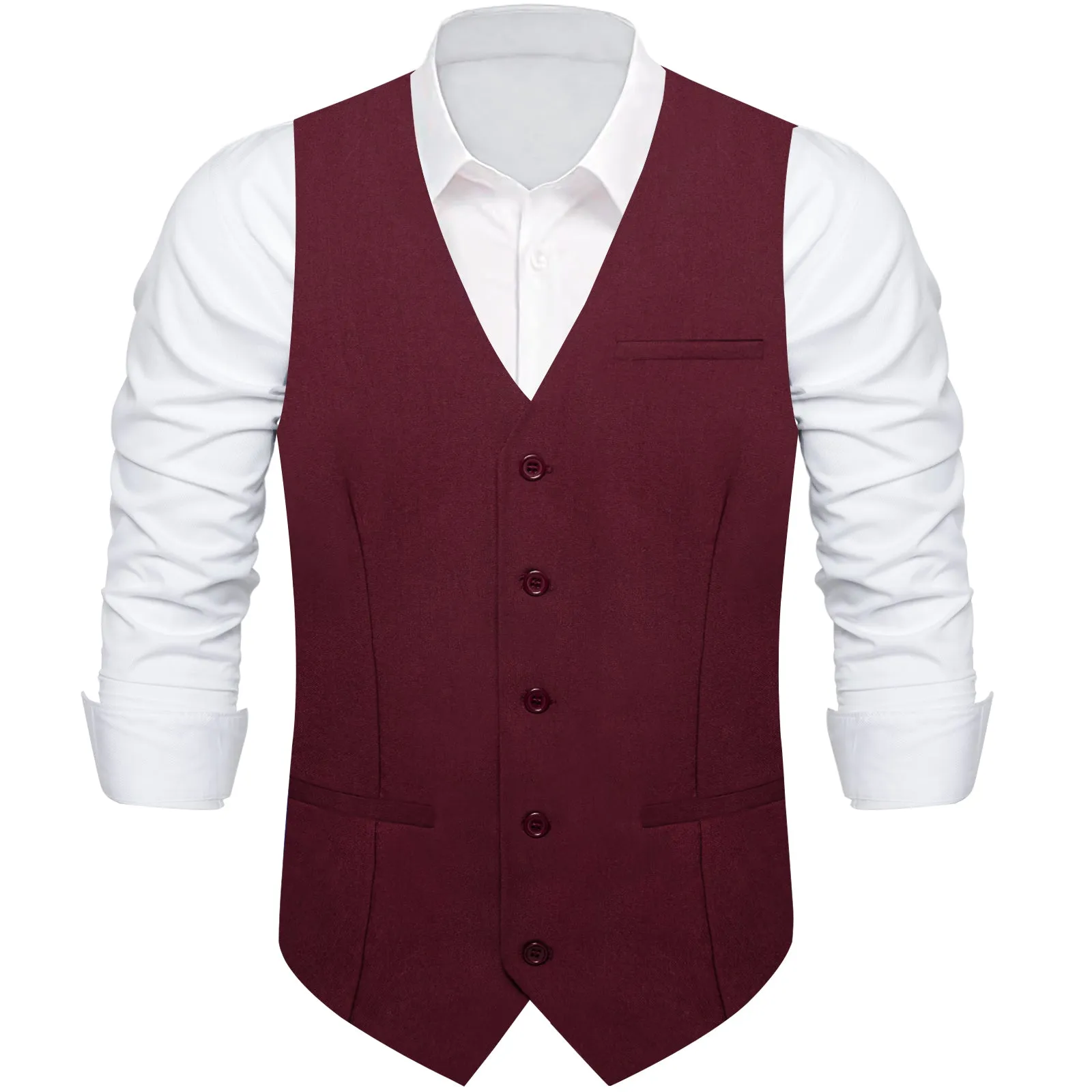 Dark Red Solid Silk Men's Classic Vest
