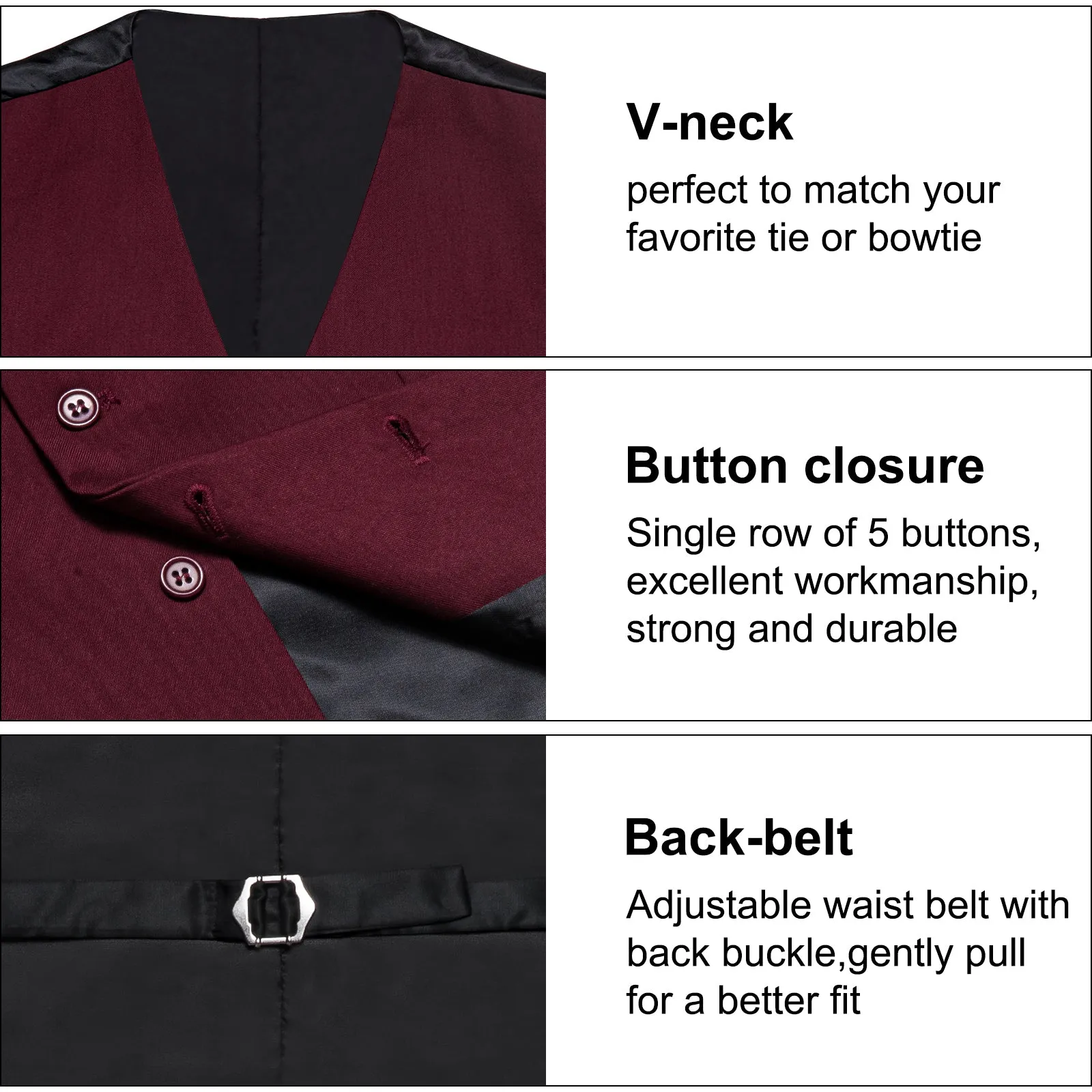 Dark Red Solid Silk Men's Classic Vest