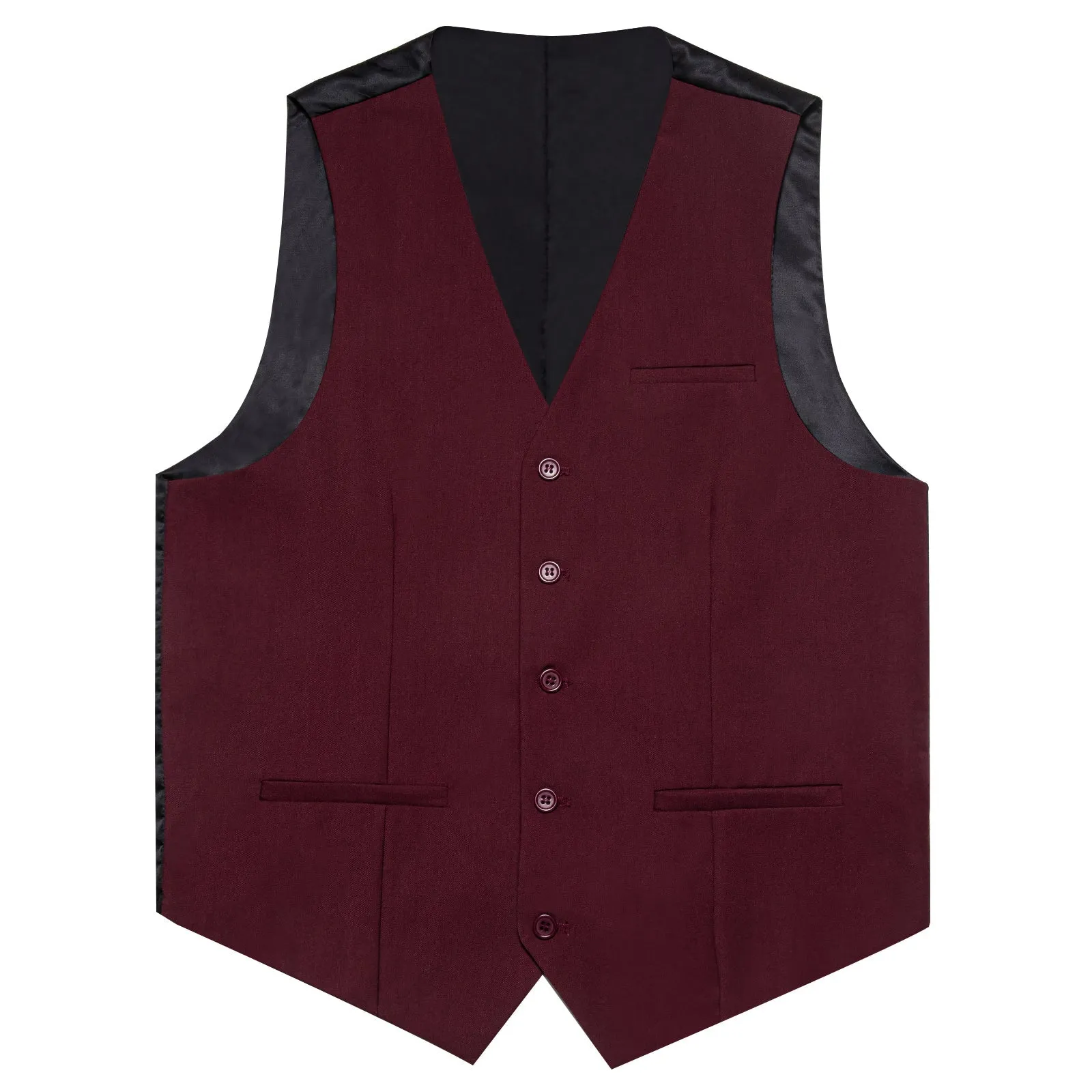 Dark Red Solid Silk Men's Classic Vest