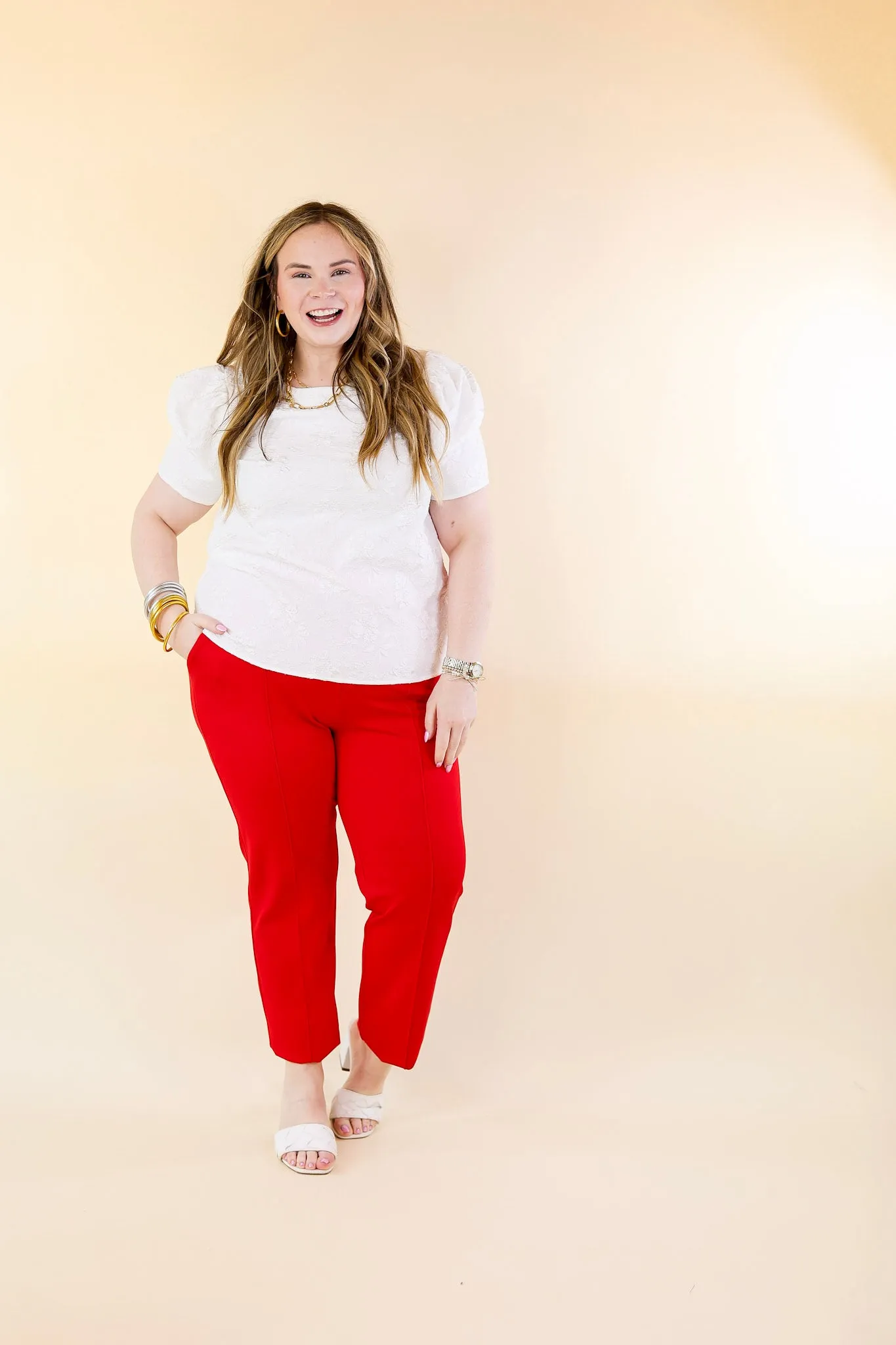 Elegant Ensemble Trouser Pants in Scarlet Red