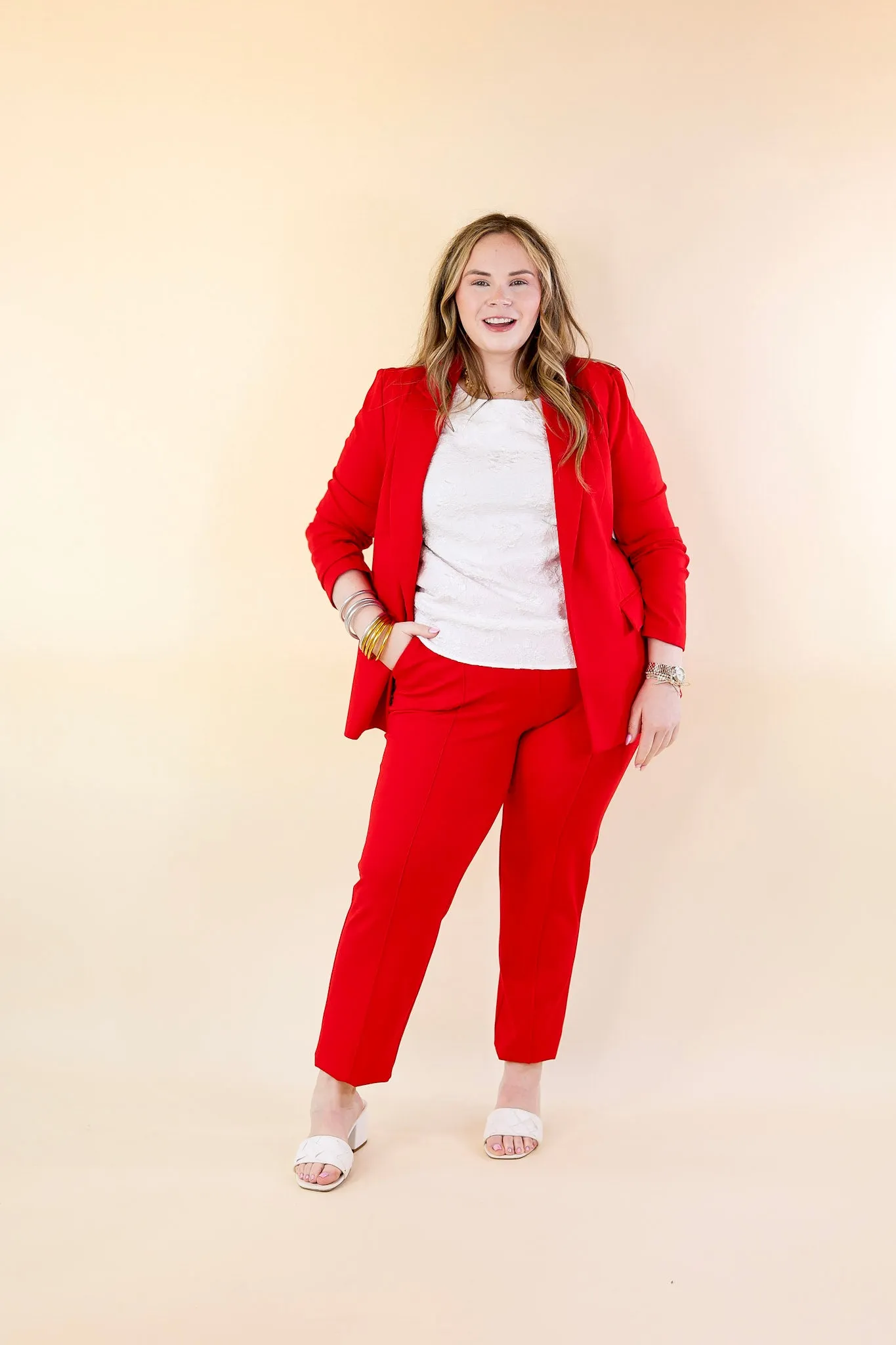 Elegant Ensemble Trouser Pants in Scarlet Red