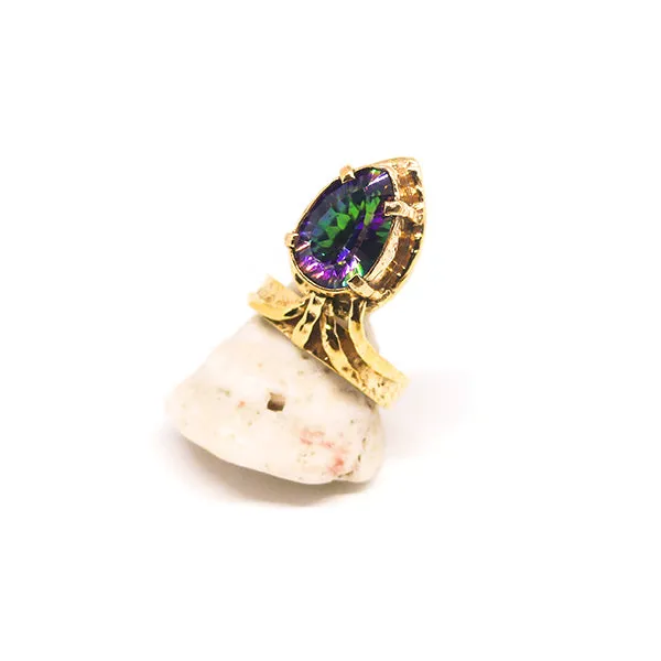 Embrace Abundance & Positivity: RAJAH Ring - Mystic Topaz Statement Jewelry (Eco-friendly, Handmade)