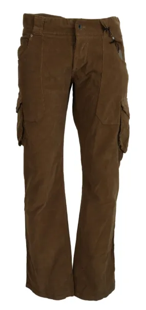 Ermanno Scervino Brown Cotton Corduroy Cargo Pants