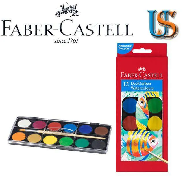 Faber-Castell Watercolor Paint Set With Brush - Premium Washable Watercolors for Kids