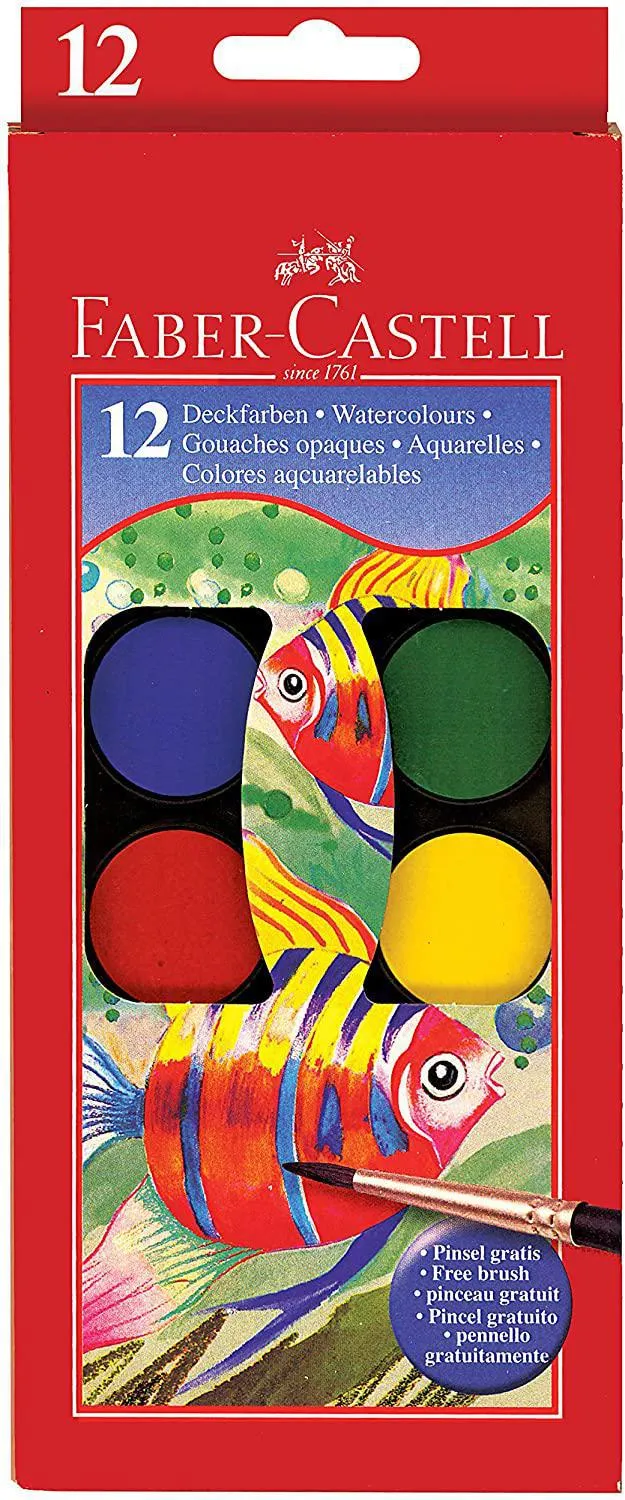 Faber-Castell Watercolor Paint Set With Brush - Premium Washable Watercolors for Kids