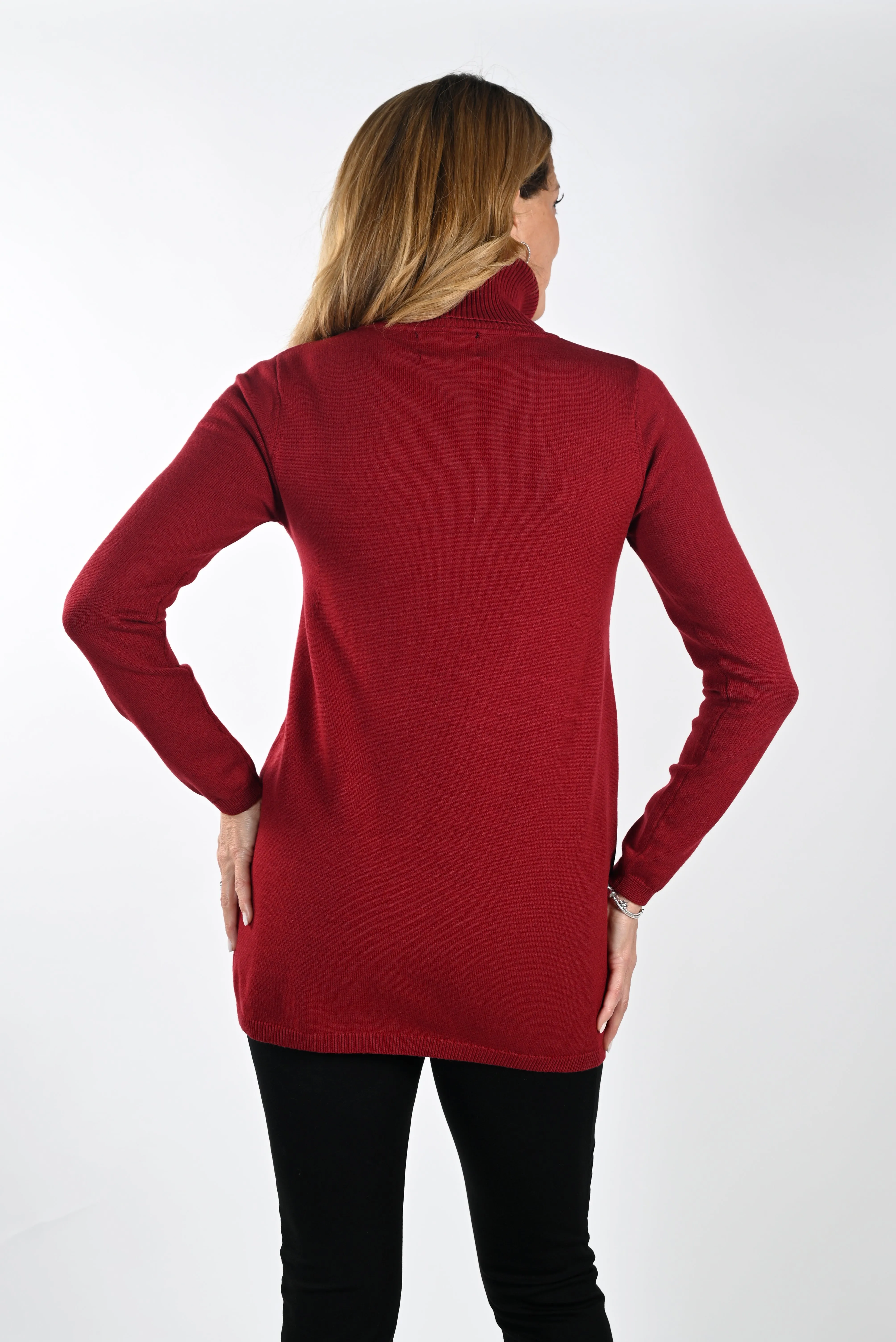 Frank Lyman Fall/Winter 2023 -233879U-Knit Top-Burgundy