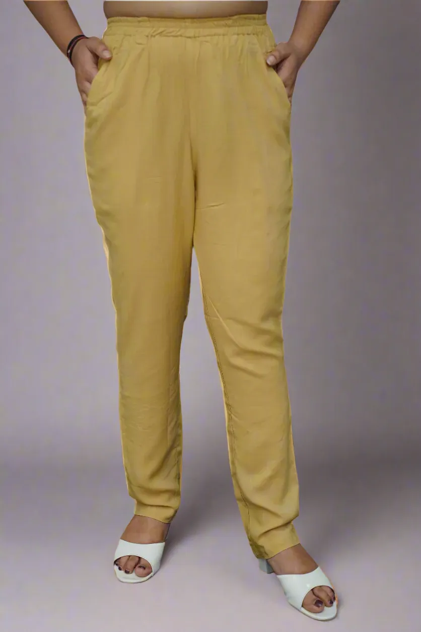 French Beige Rayon Kurti Pant