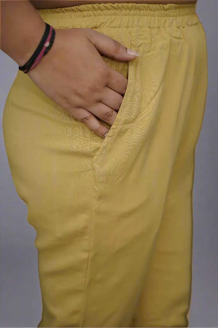 French Beige Rayon Kurti Pant