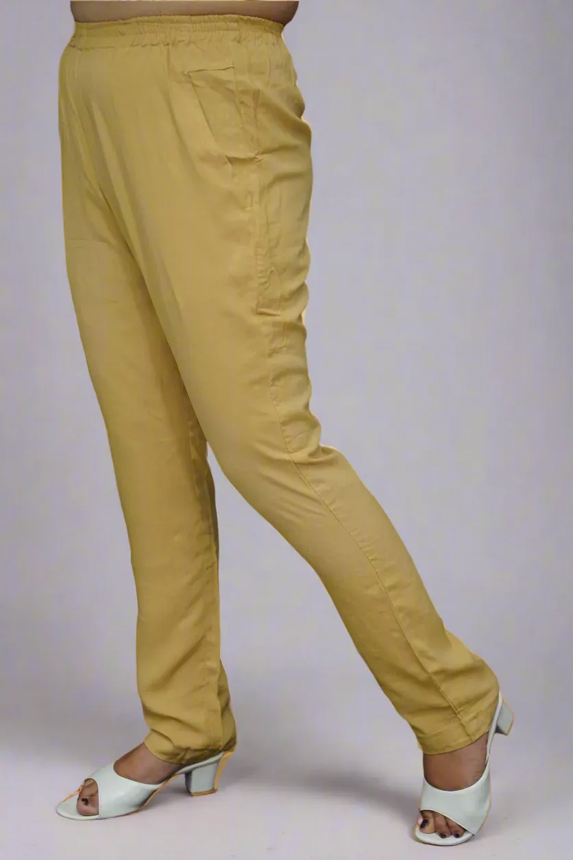 French Beige Rayon Kurti Pant
