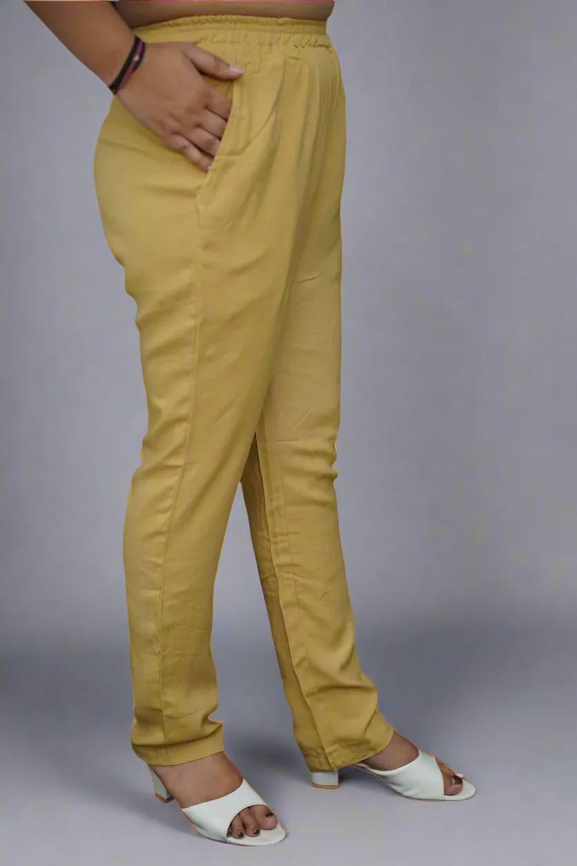 French Beige Rayon Kurti Pant