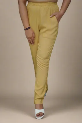 French Beige Rayon Kurti Pant