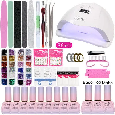 Gel Polish Set Nail kit Beginner Manicure Set Full Set Beginner 15ml UV Polish European and American Manicure Set
