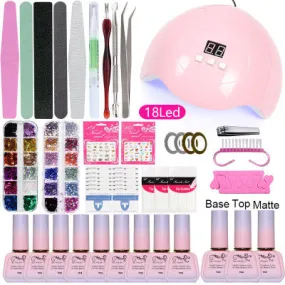 Gel Polish Set Nail kit Beginner Manicure Set Full Set Beginner 15ml UV Polish European and American Manicure Set