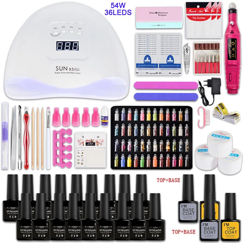 Gel Polish Set Nail kit Nail Beauty Tool Set Beginner Shop Home UV Polish UV Lamp Grinding Machine Set Full Set DIY