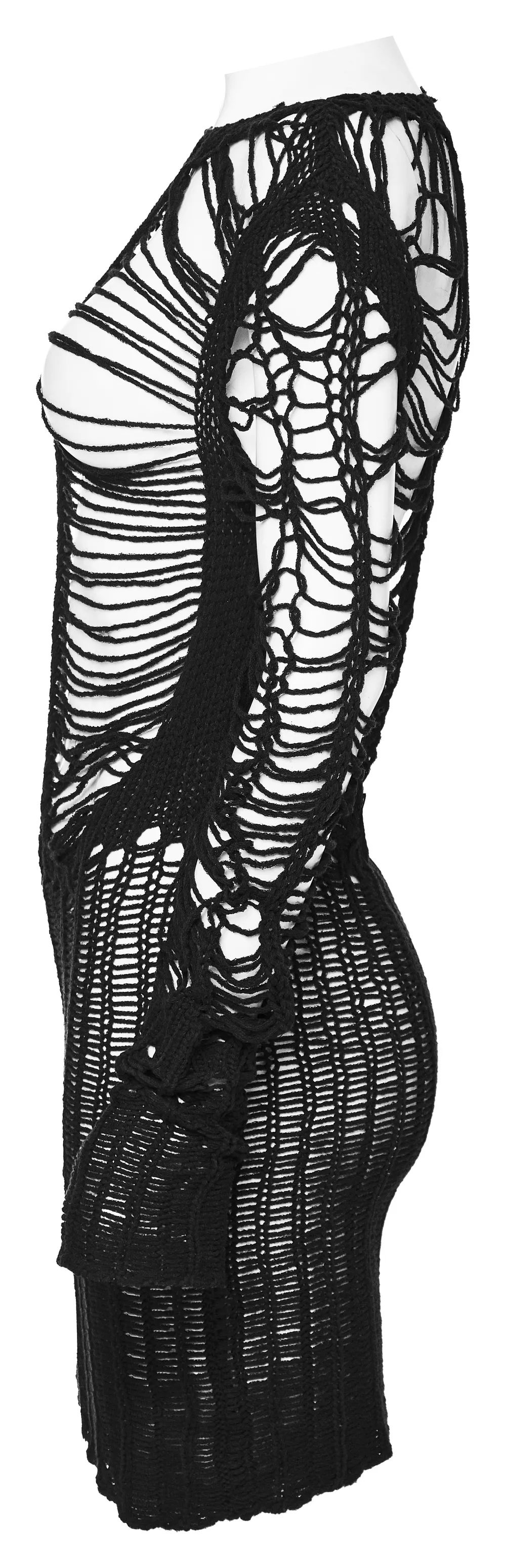 Gothic Punk Long Sleeve Sweater with Ripped Details