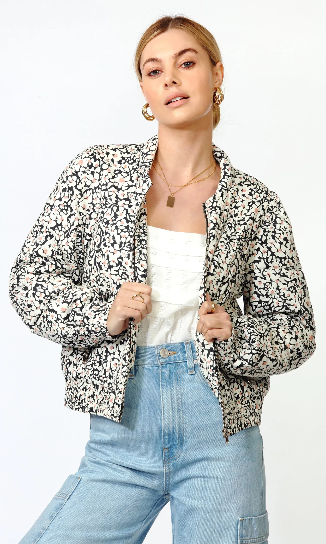 Gracie Puff Sleeve Bomber Jacket