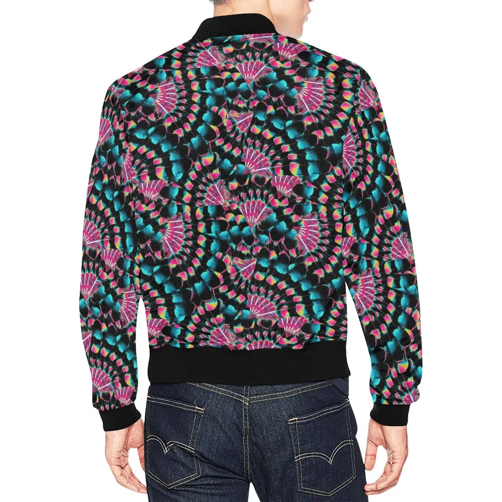 Hawk Feathers Heat Map Bomber Jacket for Men
