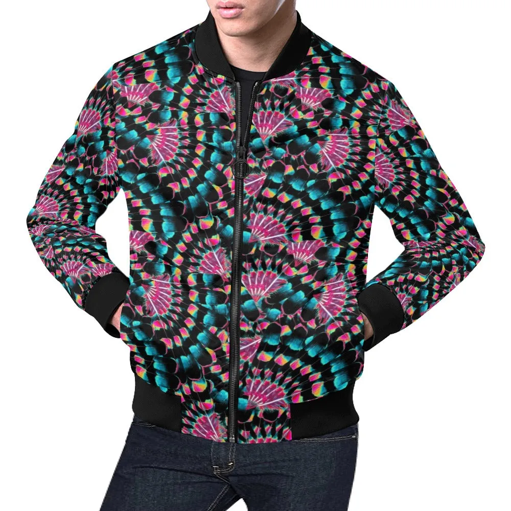 Hawk Feathers Heat Map Bomber Jacket for Men