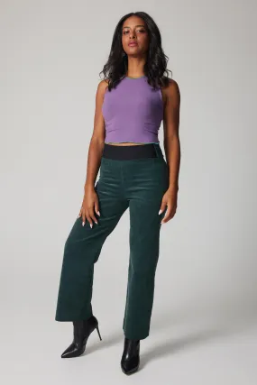 High-Rise Corduroy Straight Leg Pants - Green