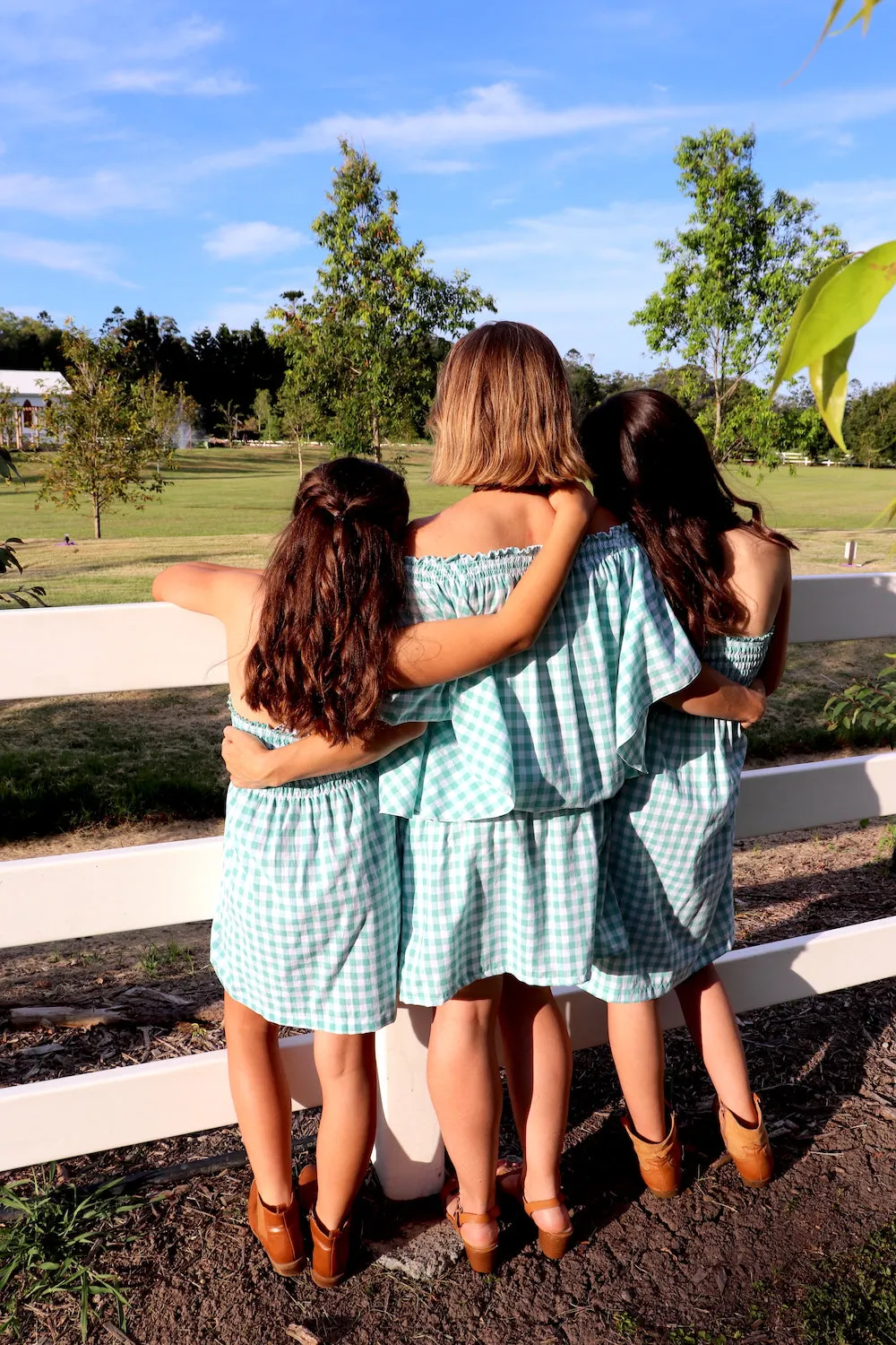 Holiday Dreaming Short Beach Dress/Top In Gingham Mint