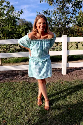 Holiday Dreaming Short Beach Dress/Top In Gingham Mint