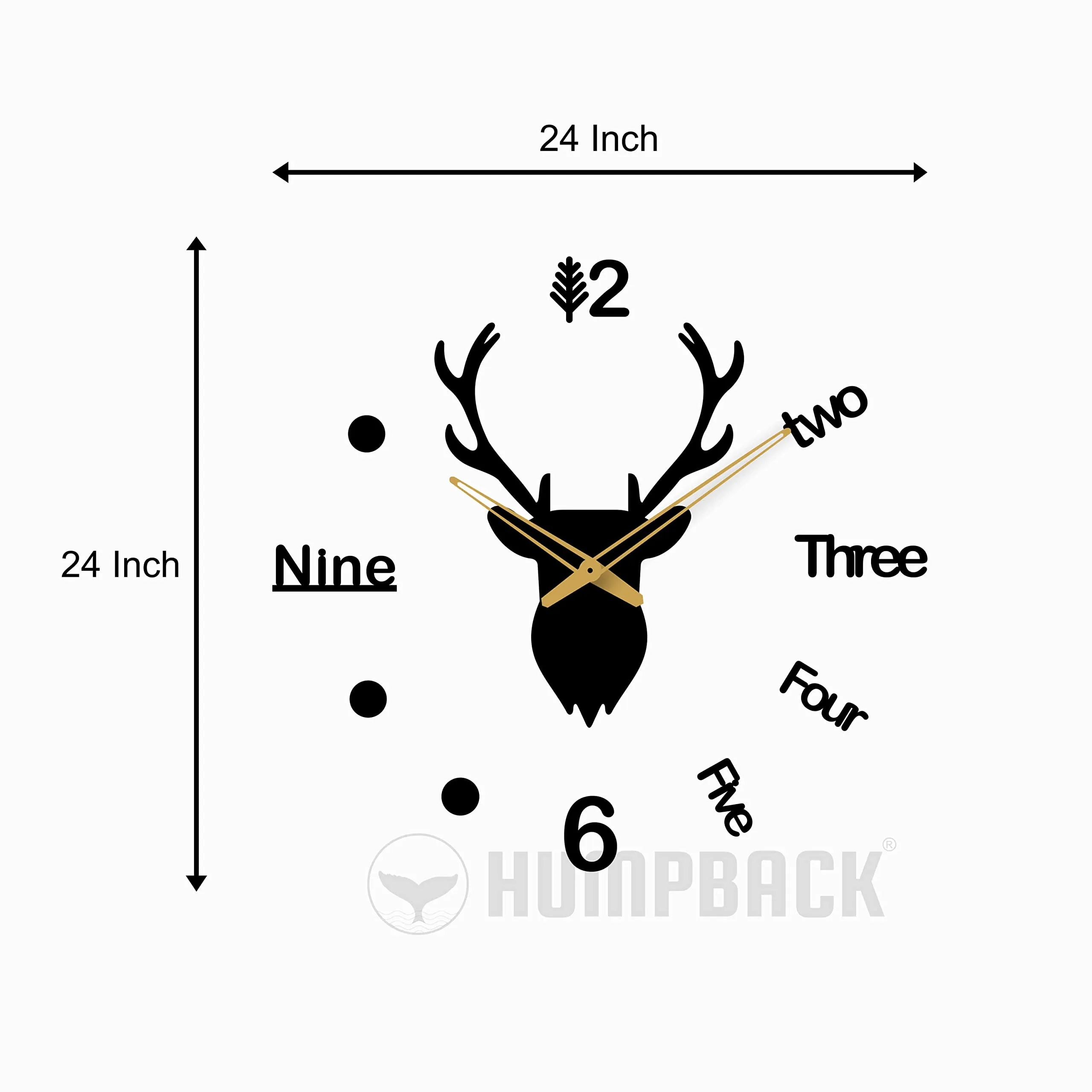 HUMPBACK 3D Design Deer Wall Clock for Home Bedroom Living Room and Office Decor