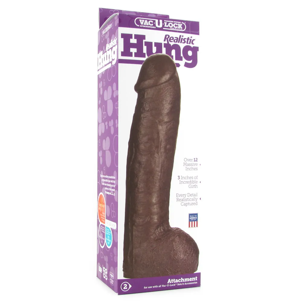 Hung 12.5 Inch Vac-U-Lock Dildo in Brown