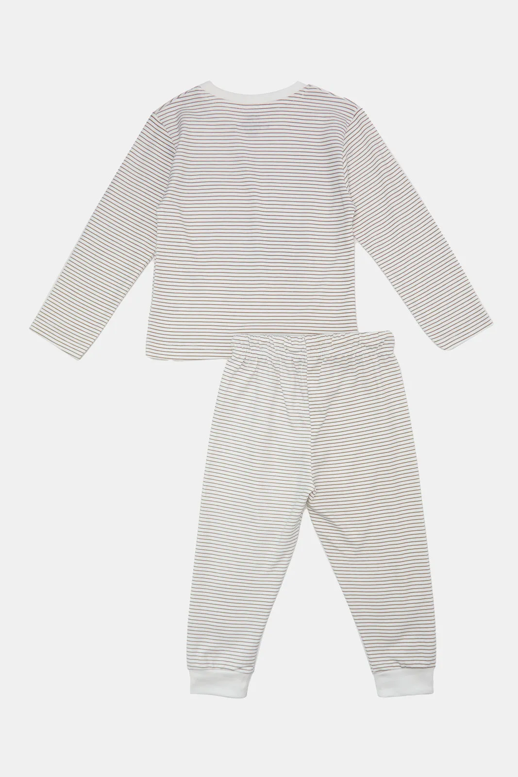 Infant Boys Beige Elephant Printed Pyjama Set (2 Piece)