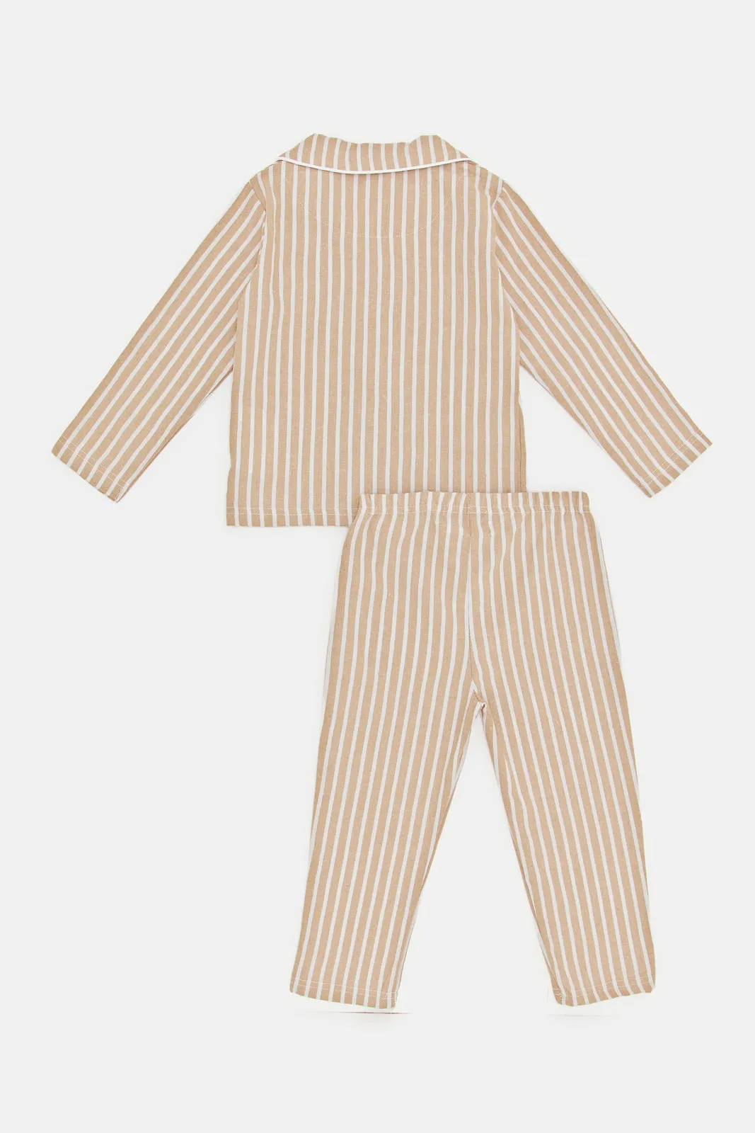 Infant Boys Beige Striped Pyjama Set (2 Piece)