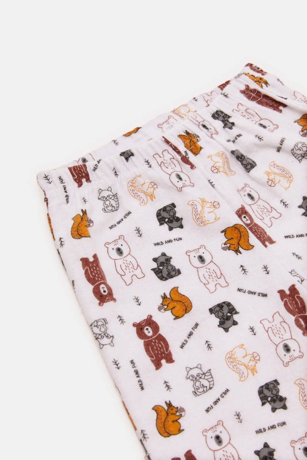 Infant Boys White Animal Flannel Pyjama Set (2 Piece