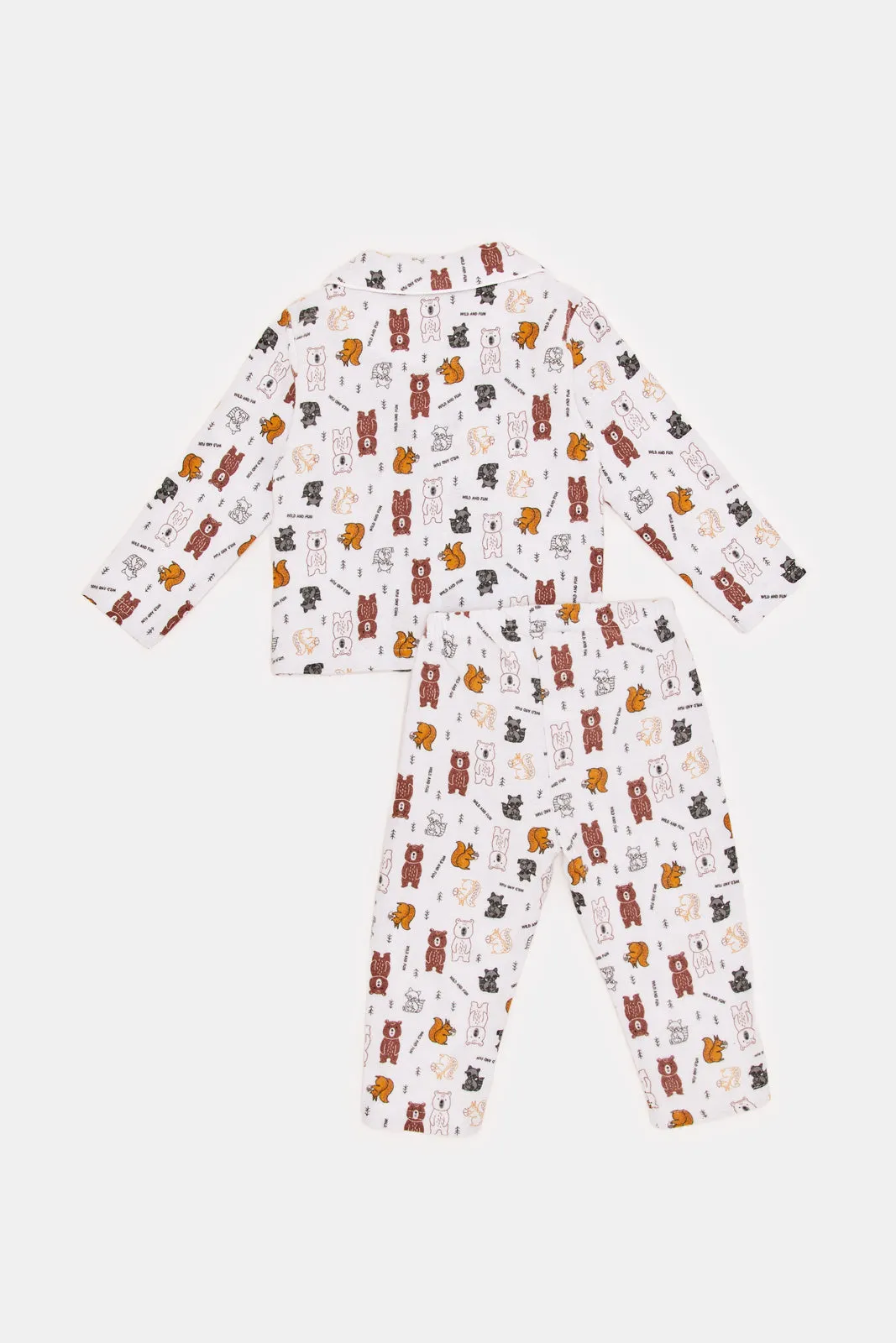 Infant Boys White Animal Flannel Pyjama Set (2 Piece