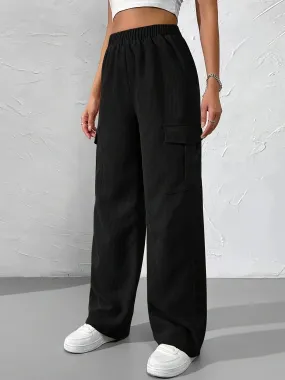 Ivyshape | Autumn And Winter New Elastic Waist Cargo Pants Cord