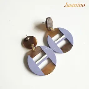 Jasmino Unique Handmade Antique Vintage Coin Circle Drop Earrings Made By Natural Buffalo Horn
